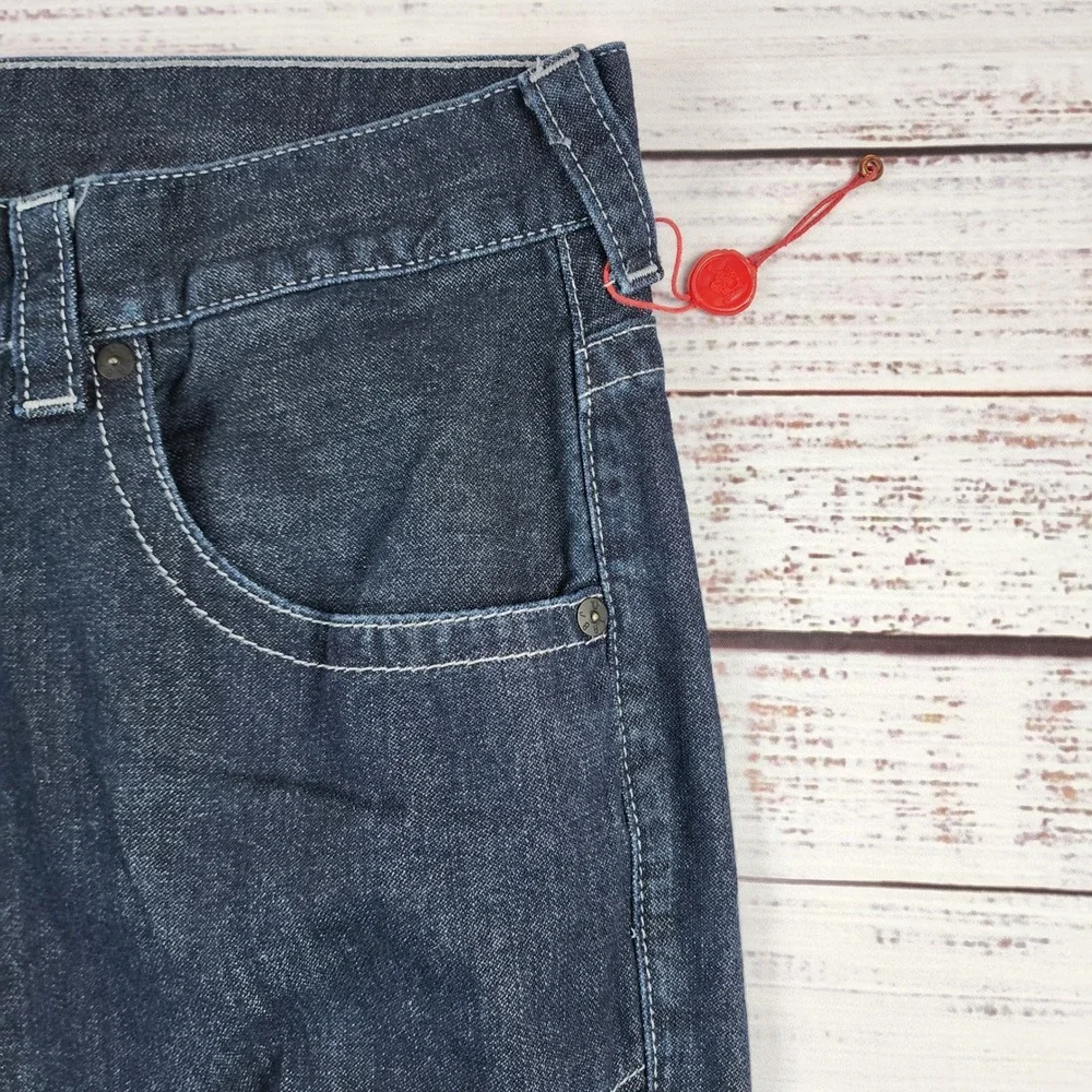 NWOT True Religion Moto Slim Run Jeans Mens 38x32 Dark Wash Biker Western